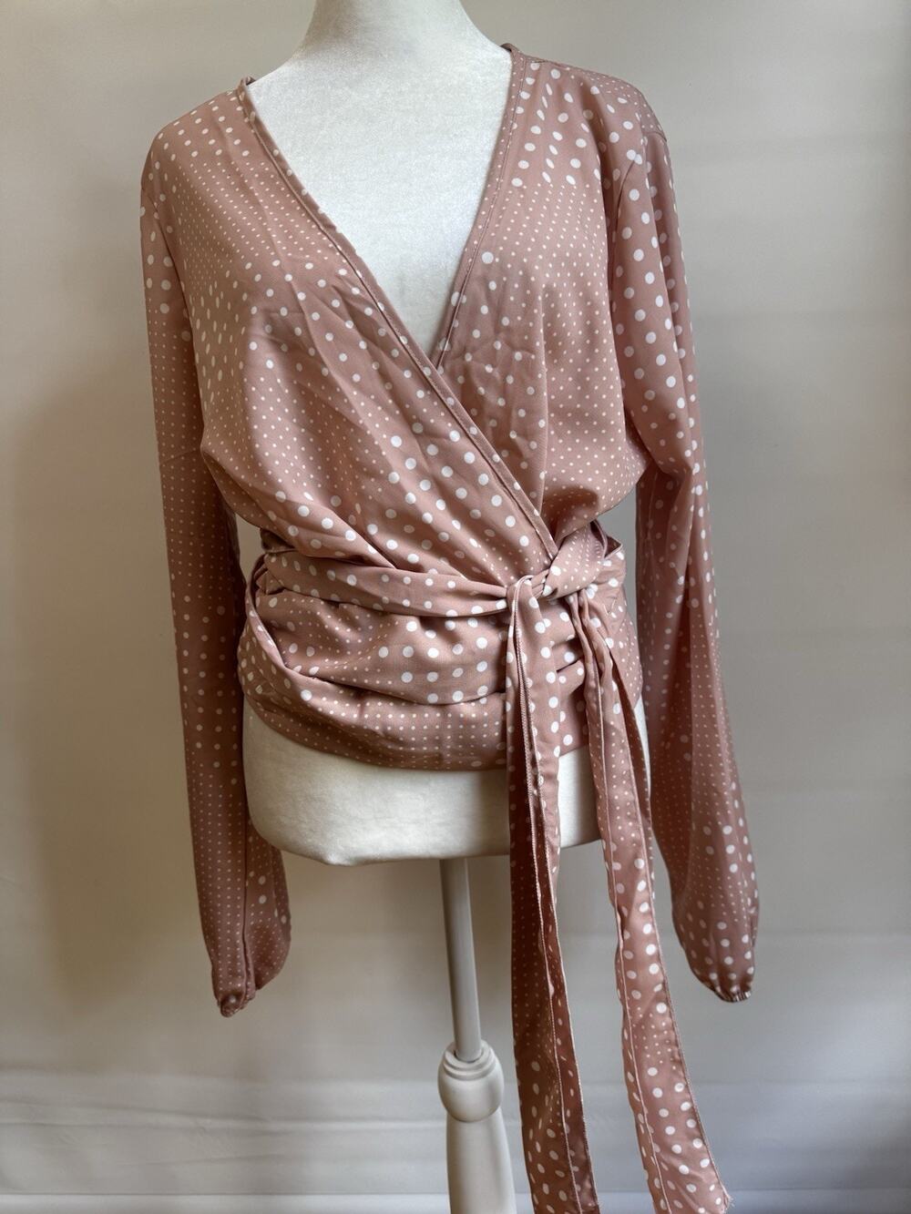 Fashion Nova Small White Lies Polka Dot Wrap Top XL NWT